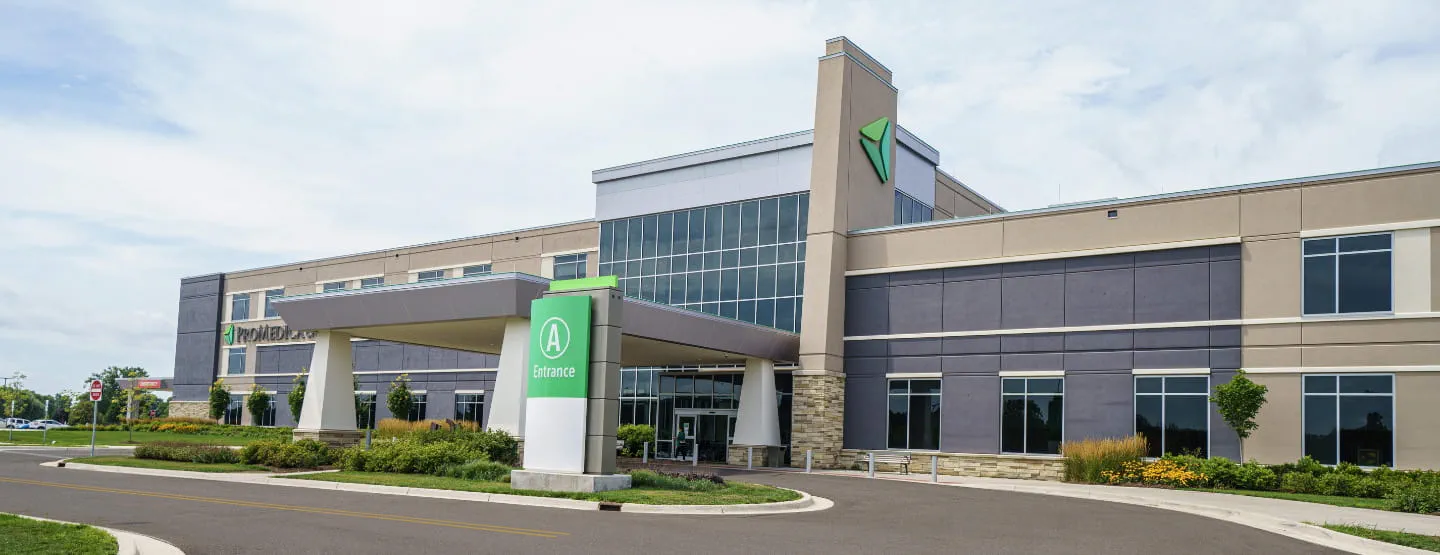 Exterior view of the ProMedica Charles and Virginia Hickman Hospital